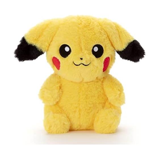 Takara Tomy Arts Pokemon Pyokorin Pikachu Plush Toy, Approx. 25cm Wide. Squeeze its belly to make its ears wiggle cutely. No batteries required.