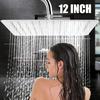 12" Square Stainless Steel Rain Shower Head Rainfall Bathroom Top Sprayer