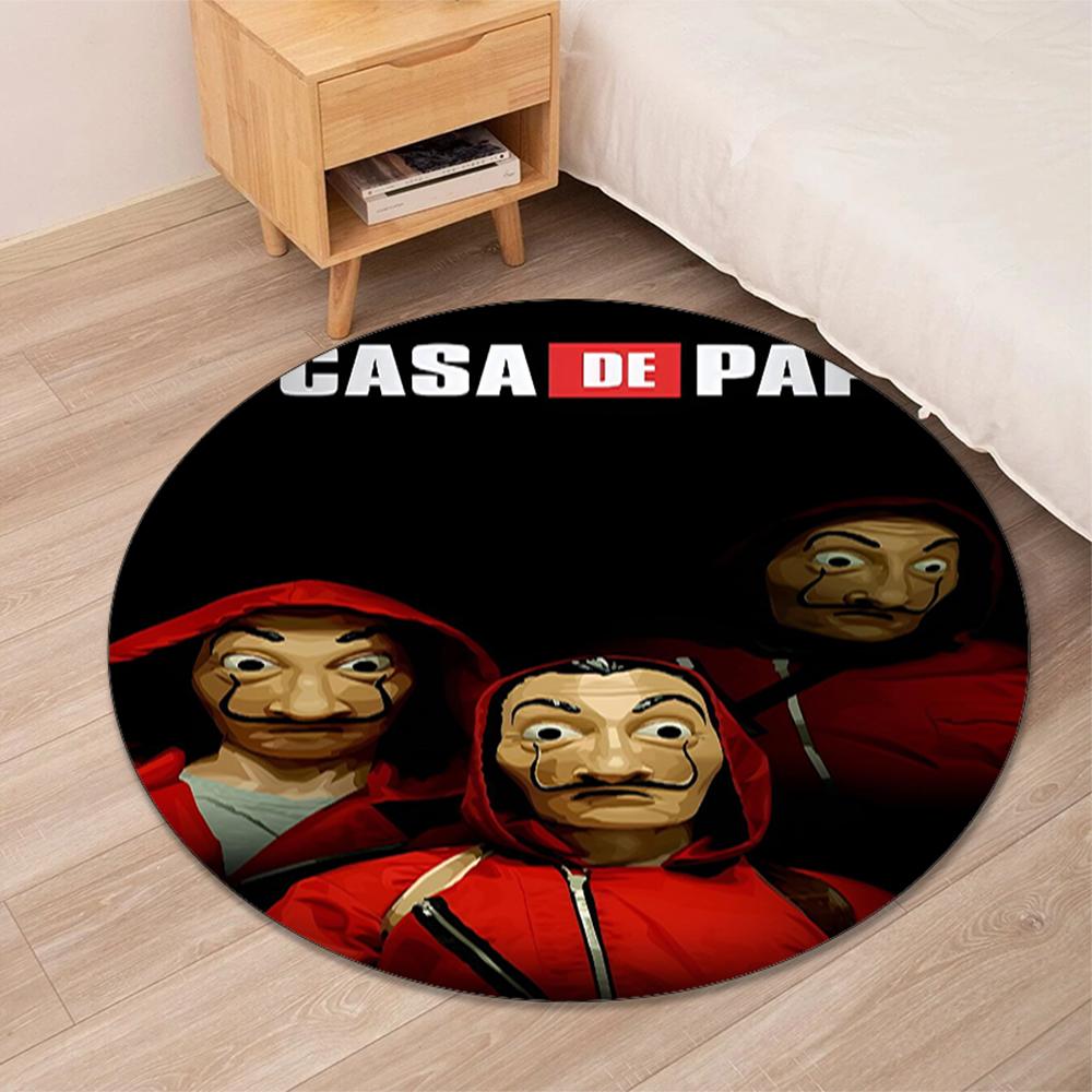 La Casa De Papel Printed Round Rug Carpet Chair Rug Area Rug Entryway Doormats,for Office Chair Living Room Bedroom Kitchen Room.