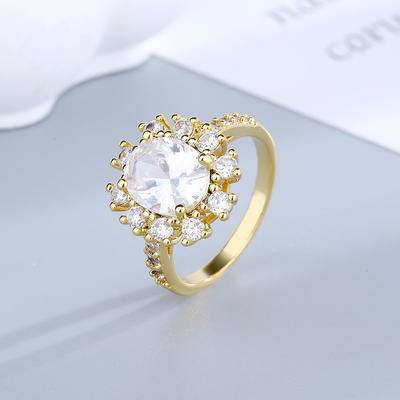 Овальное роскошное классическое обручальное кольцо со сверкающим цирконом 8*10 мм, ювелирные изделия из белого золота 18 кг с позолотой