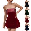 Женское модное и сексуальное горячее однотонное облегающее бархатное платье без бретелек с одним вырезом