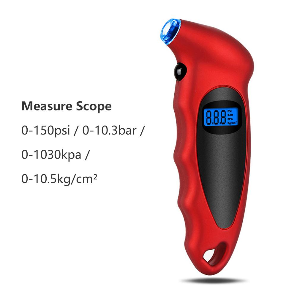 Светодиодный цифровой манометр для шин 0-150 фунтов на квадратный дюйм, 4 единицы, переключаемый, ручной электрический, точный, для тяжелых условий эксплуатации