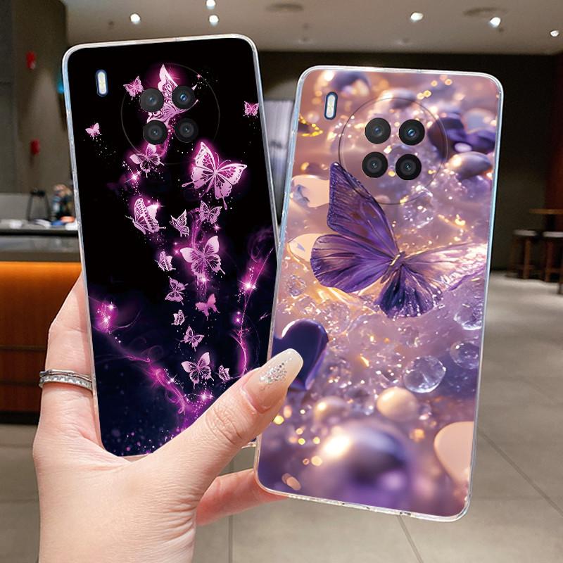 Phone Case For Huawei Nova 8i Capa Honor 50 Lite Funda Butterfly Bow Protective Casing Transparent Soft Silicone TPU Cover Coque