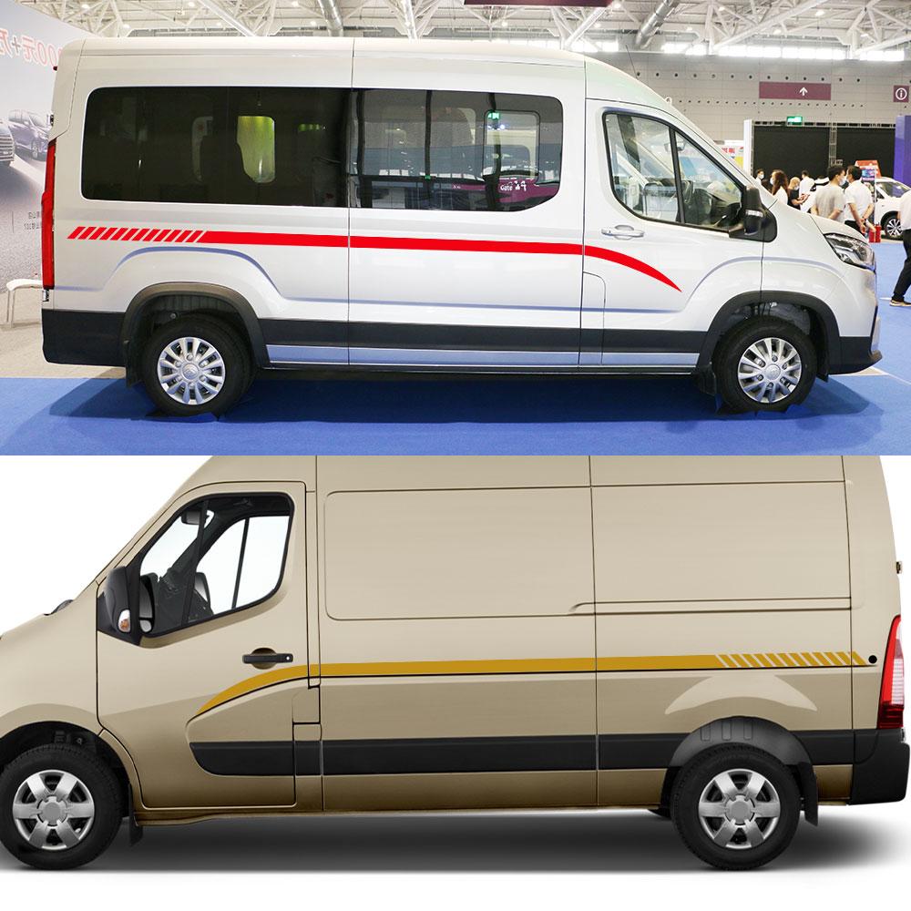 2 шт. Декоративные наклейки на боковые линии дверей автомобиля для Renault Master, Автодома, Фургона, Автостайлинг, Графика, Виниловые наклейки, Аксессуары