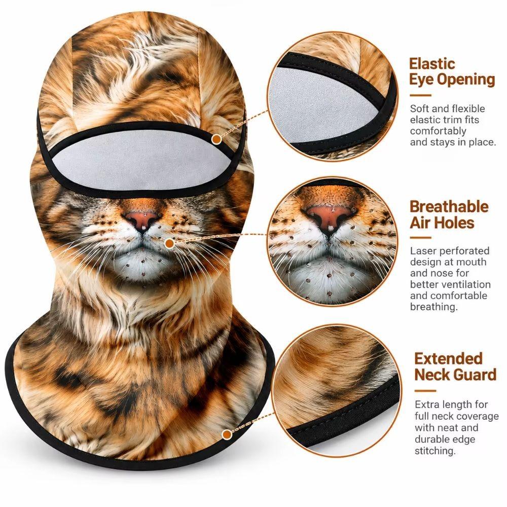 Fleece Lined Animal Face Mask Windproof Animal Head Cover Animal Neck Warmer  Skiing
