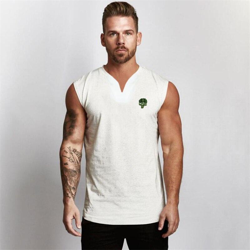 Summer Tank Top Bodybuilding Fitness Gyms Shirt Breathable V-neck Tank Top Men Gyms Jogging-clothing Stringer Training Shirt