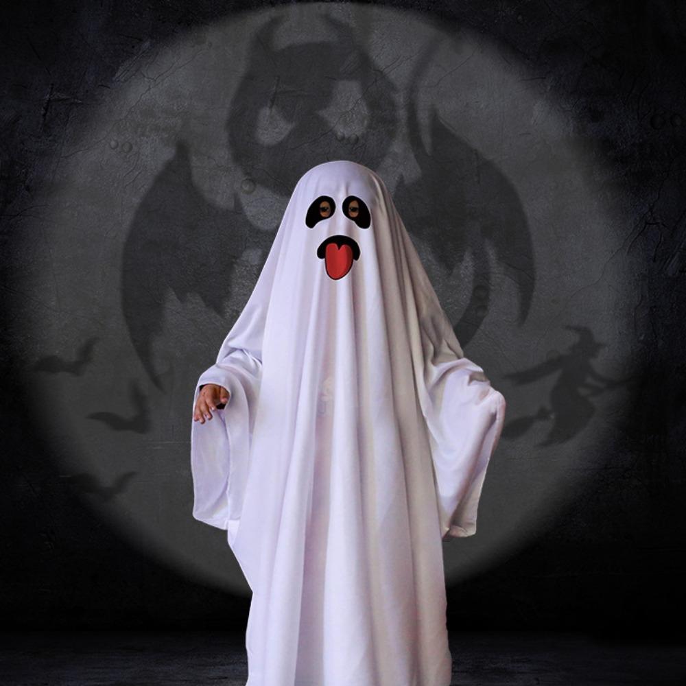 White Ghost Poncho Robe Scary Ghost Cosplay Costume Funny Halloween Cloak Cape Stage Performance