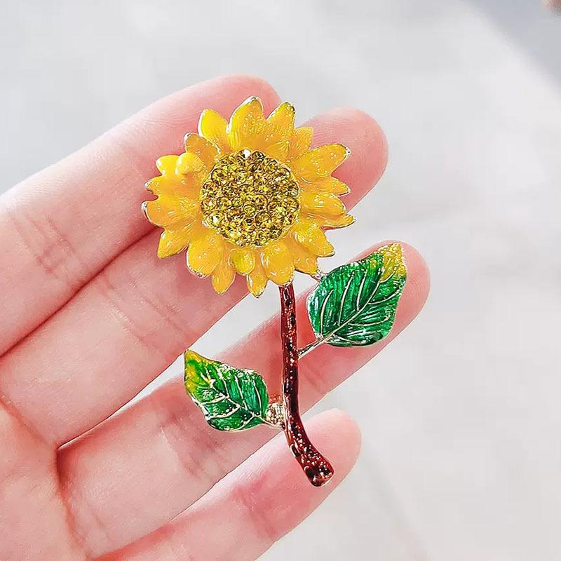 Win The Championship In One Fell Swoop Van Gogh Sunflower Flower Brooch High-End Temperament Design Sense Enamel Brooch Pin Clothing Accessories