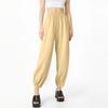 Women Casual Cotton And Linen Solid  Elastic Waist Long Straight Pants