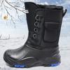 Модные черные мужские уличные ботинки, водонепроницаемые ботинки для мужчин, нескользящая подошва с шипами, износостойкие зимние ботинки, теплые плюшевые ботинки для рыбалки