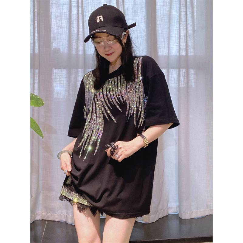 Plus Size T Shirt For Men Women With Geometric Pattern And Rhinestone Embellishments For Summer Casual Wear