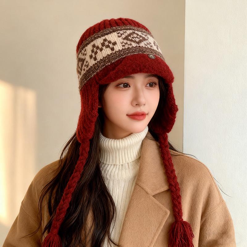 Fair Island Knitted Lei Feng Hat Children's Winter Thickened Warm Ear Protector Wool Hat Show Face Small Baotou Cold Hat
