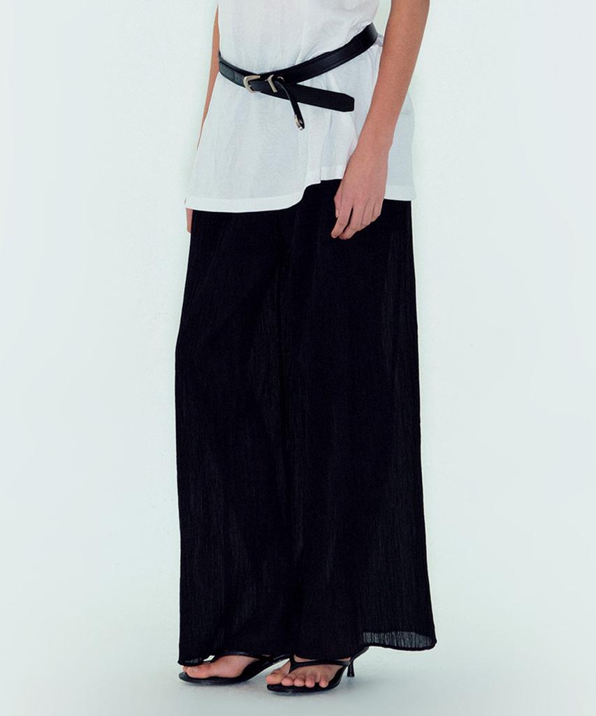 Noiseu W Creased Cotton Wide Pants - Black