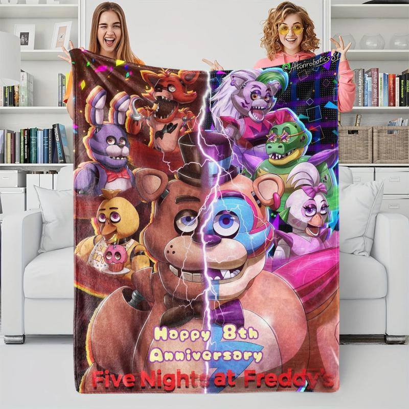 Фланелевое одеяло Five Nights At Freddy' Мягкое теплое плюшевое покрывало Легкое одеяло Чехол для дивана кровати Подушка для сна Кемпинг Подарок для фанатов FNAF