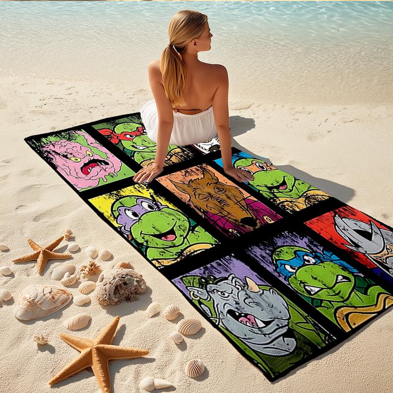 1Pc Turtles Monsters Mashup Beach Towel Quick Dry Multiuse For Beach Pool Gym Yoga Home Travel Christmas Halloween Xmas Gift N1179