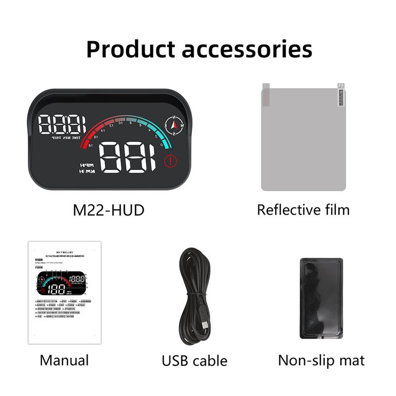 M22 Автомобильный HUD Head Up Display Универсальный Цифровой GPS Спидометр HD ЖК-проекция на стекло Лобовое стекло Проектор для всех автомобилей