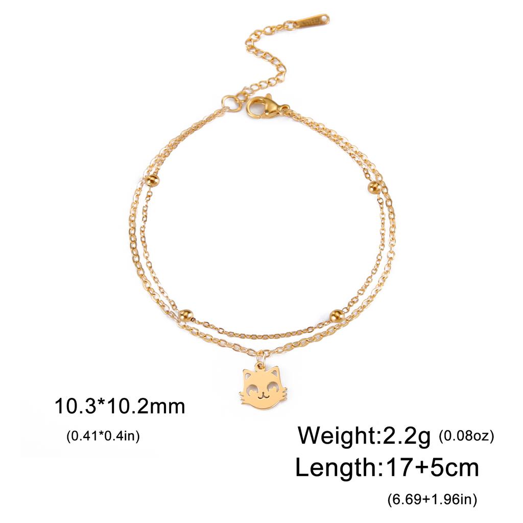 Charm Animal Dragonfly Pendant Double Layer Bracelet for Woman Wedding Stainless Steel Bracelets Engagement Fashion Jewelry