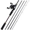 SOUGAYILANG Casting Fishing Rod Fishing Reel Combos 2.1m 2.4m EVA Handle Casting Fishing Rod Portable 5 Sections 12+1BB 6.3:1 Baitcasting Reel Set