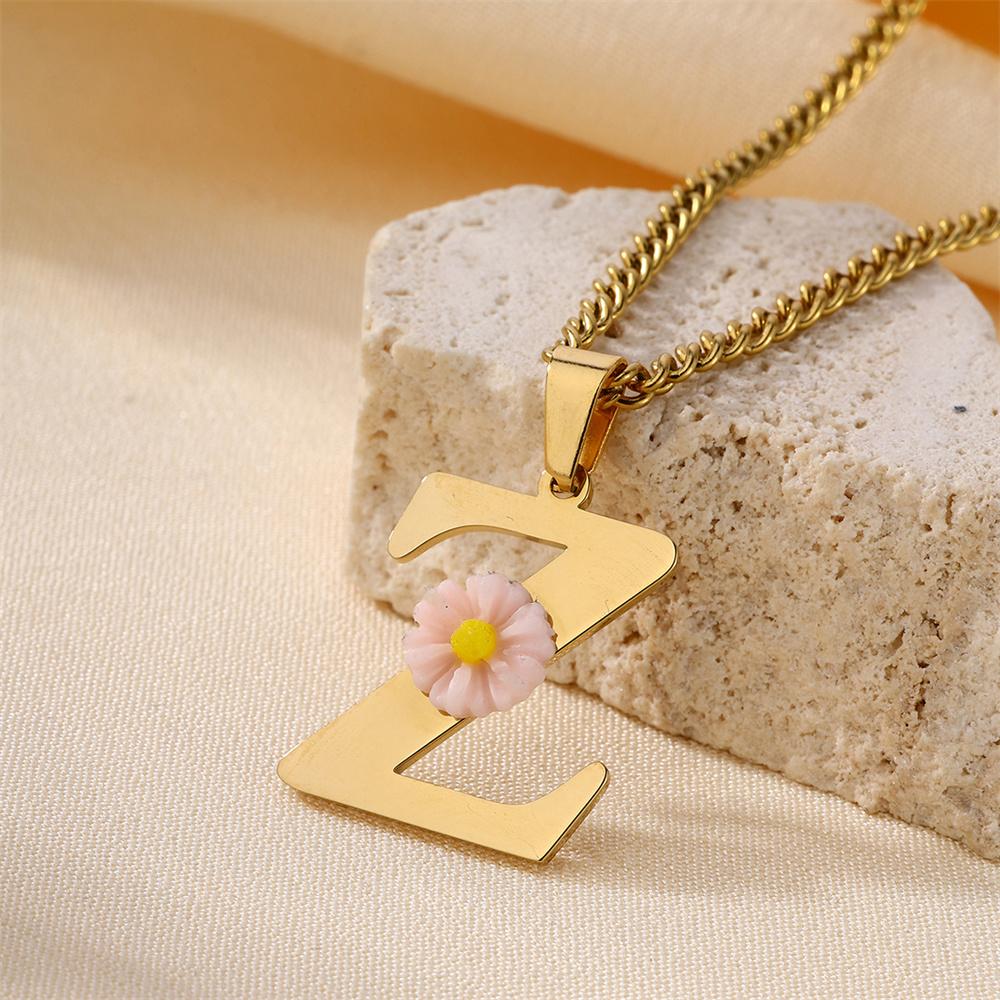 Atoztide Color Flower Initial Letter Pendant Necklace for Women Chunky Alphabet Name Drop Choker Chain Jewelry Mothers Day Gift