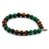 Stone Bracelet - ABIJOUX - Tiger's Eye + Malachite - 8 Mm - Adult Unisex - Made In France