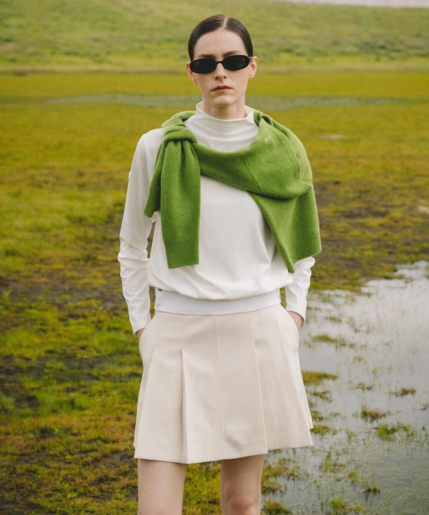 Over Golf High-Waisted Pleated Skirt (Cream)