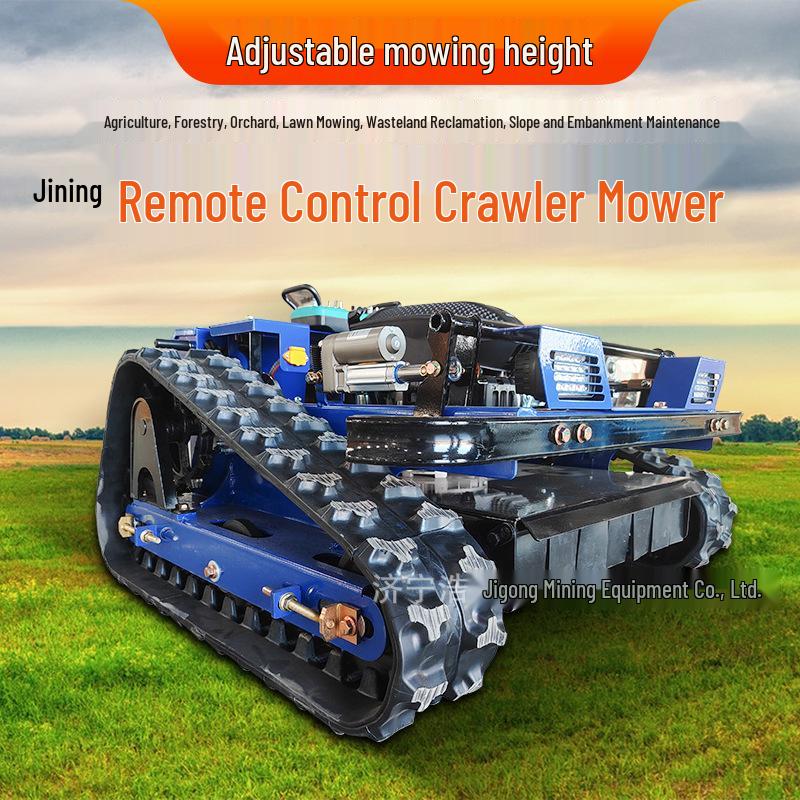 Gas-Powered Remote Control Crawler Lawn Mower for Slopes and Orchards