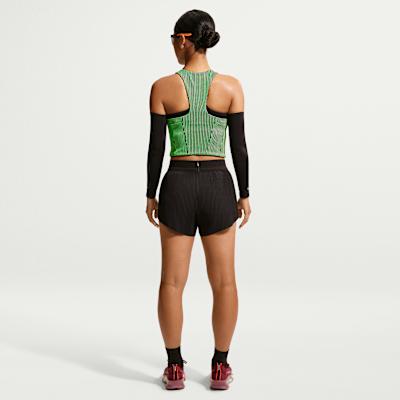 Nike Женские майки Dri FIT ADV для бега, переливающийся зеленый/черный/белый