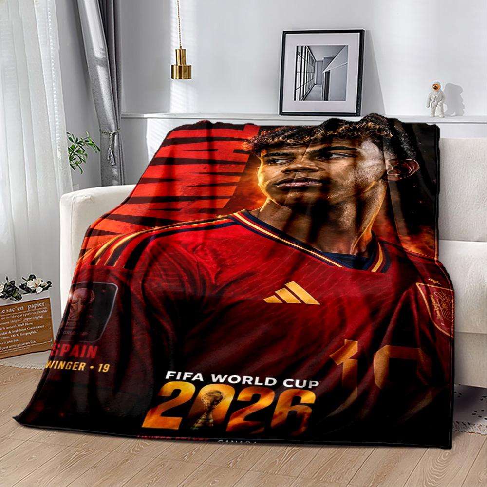 Lamine Yamal's Barcelona Football Player Celebration Blanket Soft Warm Cozy Suitable for Picnics Bed Couch Four Seasons Universal Playful Design