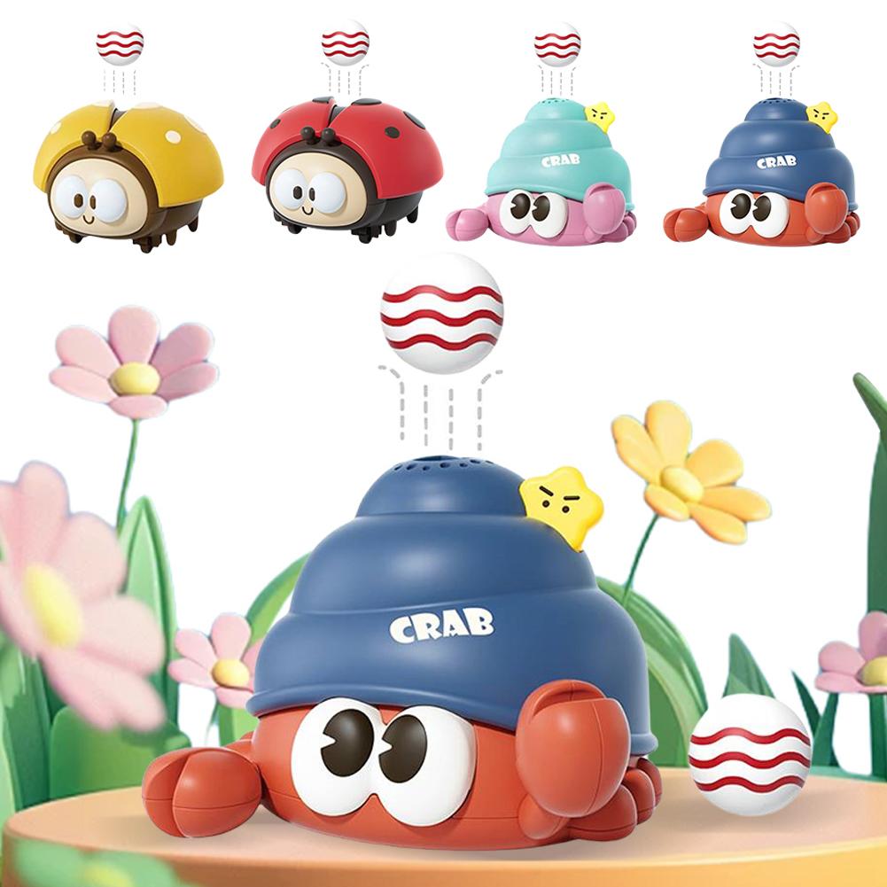 Божья коровка/рак-отшельник, милая игрушка-надуватель с 2 мячами, забавная игрушка для ползания, сенсорные игрушки, игровая машина для надувания мячей, подарок на день рождения
