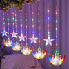 1Pc  LED Star Curtain Decorative Light Moon Castle Light String Colorful Light Flashing Light String Full of Stars Room Decoration