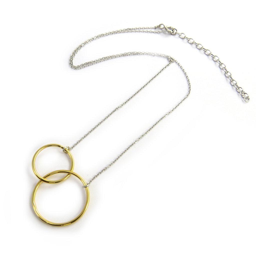 Les Trésors De Lily [N2881] - Серебряное колье "Дзен" серебро-золото (родиевое покрытие) - 35х20 мм