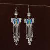 Bohemian Long Fringed Water Drop Earrings Retro Ethnic Style Earrings Women'S Colorful Butterfly Necklace Women'S