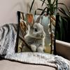 Easter Realistic Gray Bunny Pillow Cover 2D Effect Catkin Print Soft Cozy For Sofa Bed Living Room Spring Easter Decor Gifts