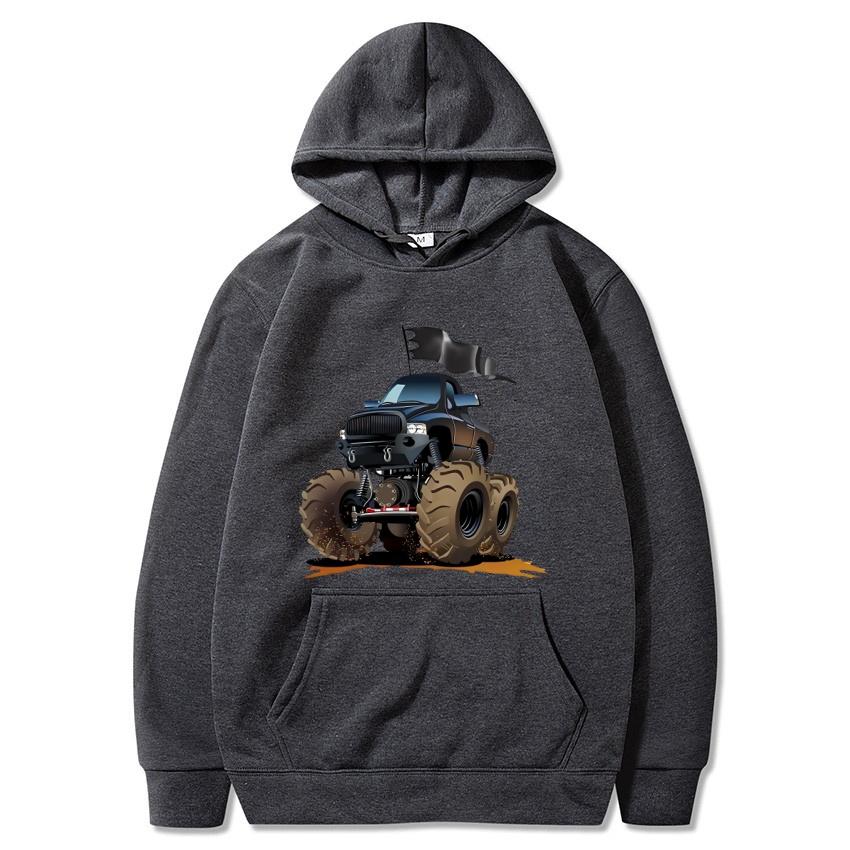 Американский Монстр-трак Бигфут Принтованное Худи Осень Зима Уличная Мода Худи Повседневное Теплое Худи Подарок на Праздник