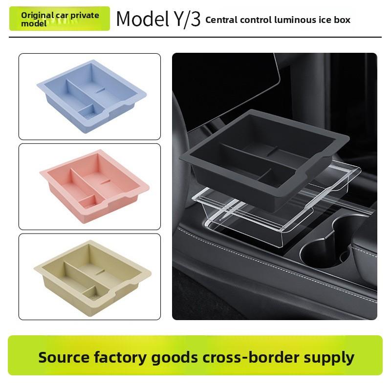 Car Sticker Hot For Tesla Model 3 Model Y 2020-2026 Central Control Storage Box Silicone Double Box Car Good Tools Car Modificat