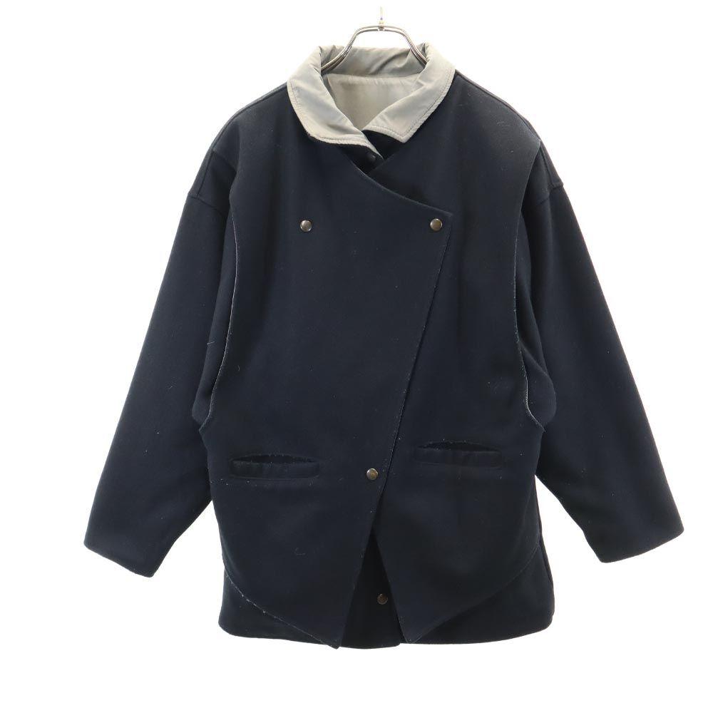 Vintage 70s Reversible Wool Jacket 45545 Navy/gray Women Used