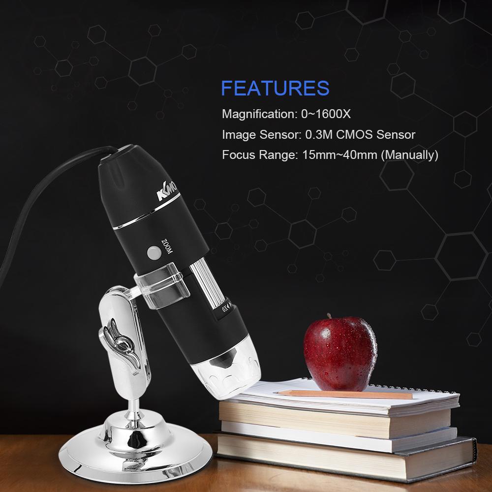KKmoon 1600X Magnification USB Digital Microscope with OTG Function Endoscope 8-LED Light
