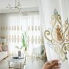 European-Style Vintage Luxury Sheer Embroidered Curtains, Featuring A Top Rod Pocket for Hanging, Suitable for Living Rooms, Dining Rooms