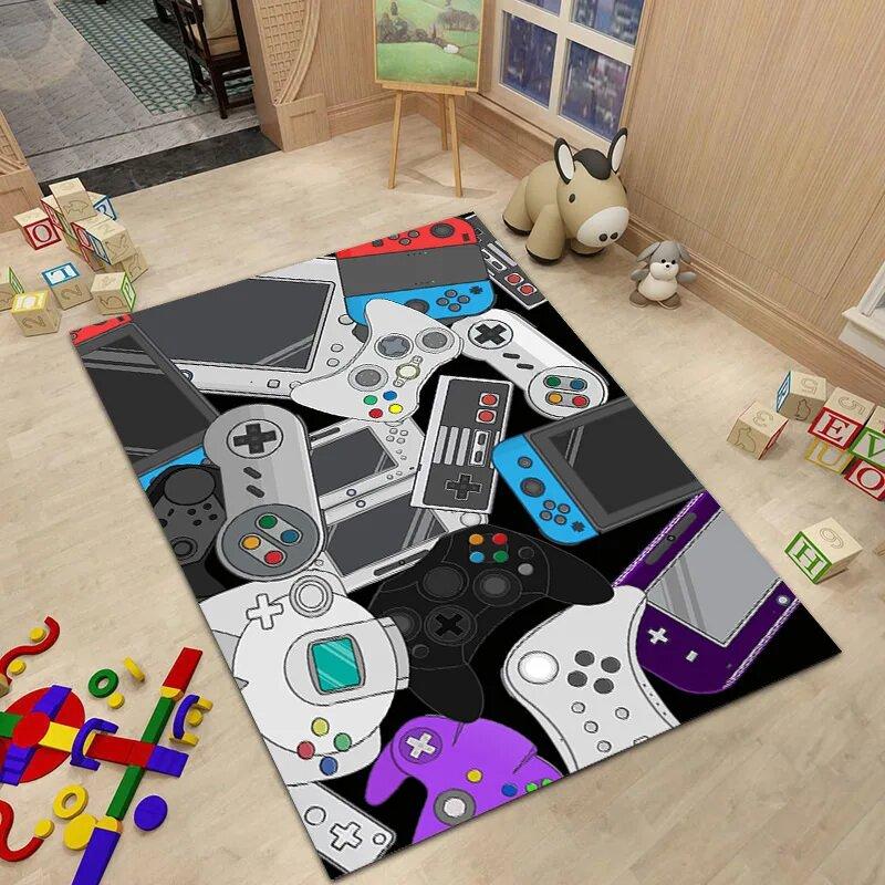 Устойчивый к выцветанию 3D игровой ковер Нескользящий Мягкий Прикроватный коврик для дивана Стираемый Коврик для пола в детскую спальню, гостиную Домашний декор Подарок для геймера
