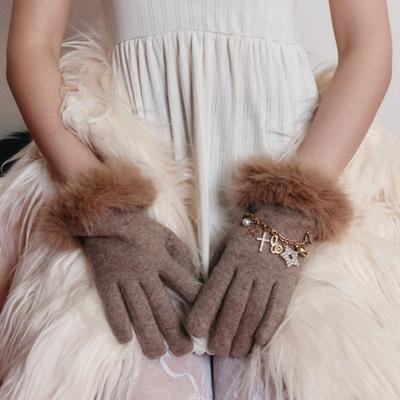 Eireve FUR&BRACELET ШЕРСТЯНЫЕ ПЕРЧАТКИ (БЕЖЕВЫЙ)