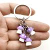 5 Colors Cute Cartoon Mushroom Keychain Resin Pendant Keychain Color Mushrooms Keychain Forest Party Men or Woman Jewelry Gift