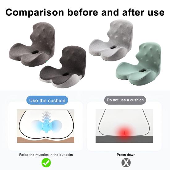 Seat Cushion for Long Sitting Hours Memory Foam Buttocks Cushion with Back Support Ergonomic Sciatica Relief Cushion for Office Chair Home Travel
