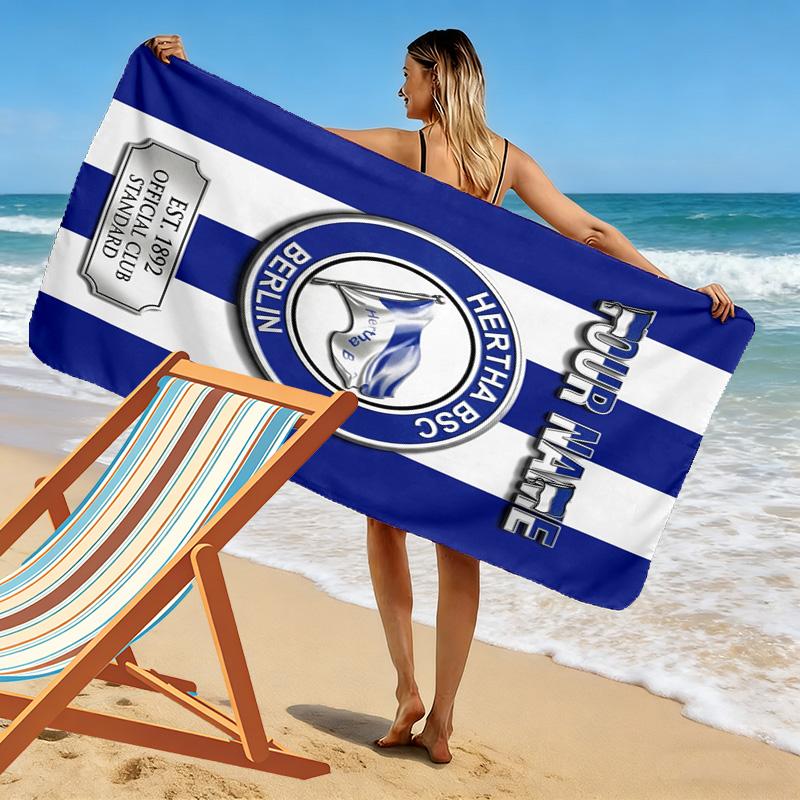 Name Custom Hertha BSC Print Beach Towel, Large Soft Quick Dry Towel for Beach Camping Swimming