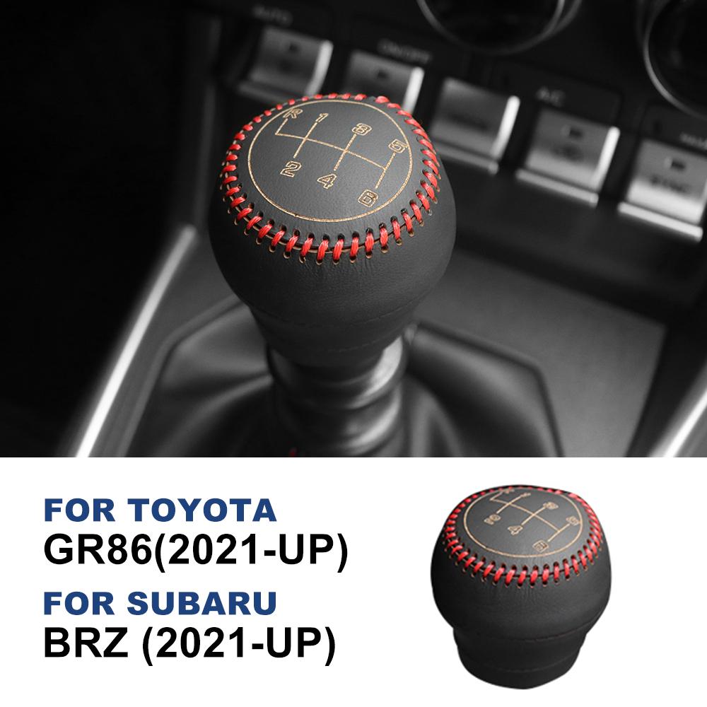 Handbrake Cover For Subaru BRZ Toyota GR86 2021 2022 2023 2024 Gear Shift Cover Hand-stitched Genuine Leather Suede Shifter Knob