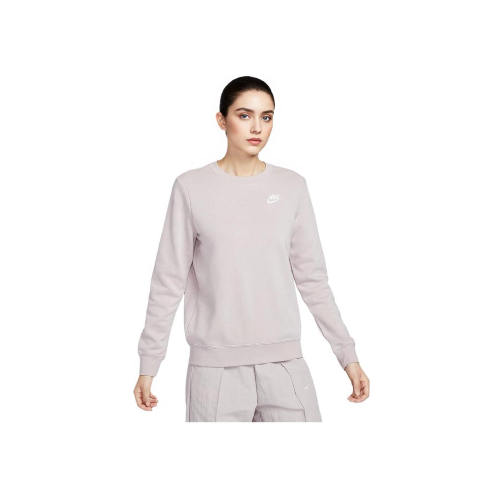 Nike Спортивная клубная флисовая толстовка с круглым вырезом женская толстовка платиново-фиолетовая белая DQ5474-019