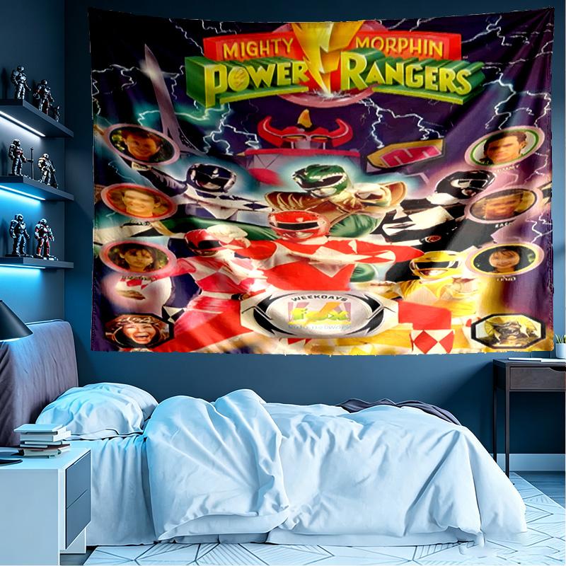 Mighty Morphin Power Rangers Print Tapestry, Lightweight Wall Hanging, for Bedroom, Dorm, Living Room, Home Art Decor - Birthday Christmas Gift for Fr