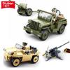 Sluban Вторая мировая война Высадка в Нормандии США WILLYS Джип Модель Детские Строительные Блоки Военный Армейский Автомобиль Кубики Классическое Оружие Игрушка