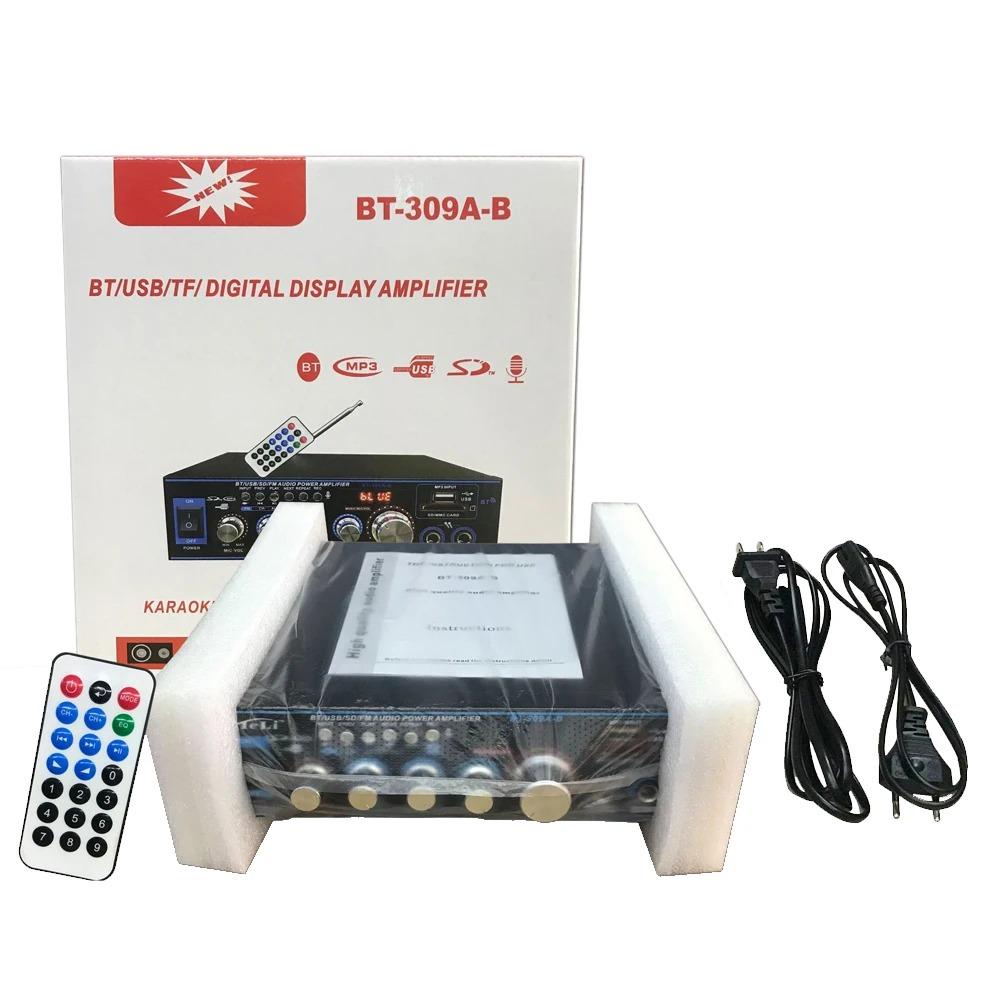 Мини Аудиоусилитель BT-309A-B 35Вт x 2 / Bluetooth USB SD FM AUX Микрофонный вход с эхо / DC12В / AC220В Усилитель мощности