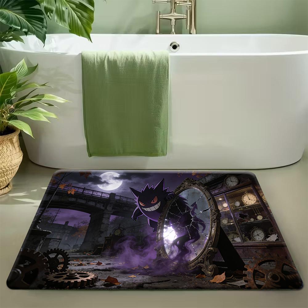 Pokemon Gengar Starry Night Print Non-slip Doormat Soft Floor Mat for Home Decor
