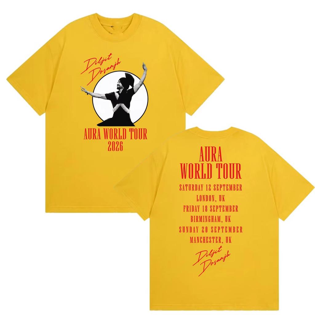 Diljit Dosanjh AURA World Tour 2026 Graphic T Shirt Unisex Y2K Gothic Round T-shirt Print Crew Neck Casual T Shirt